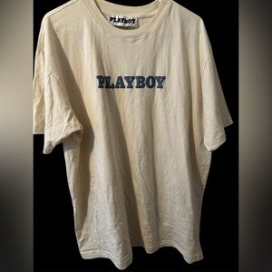 PacSun Playboy Logo Mens Crewneck T-Shirt, Cream  Sz-L NWOT